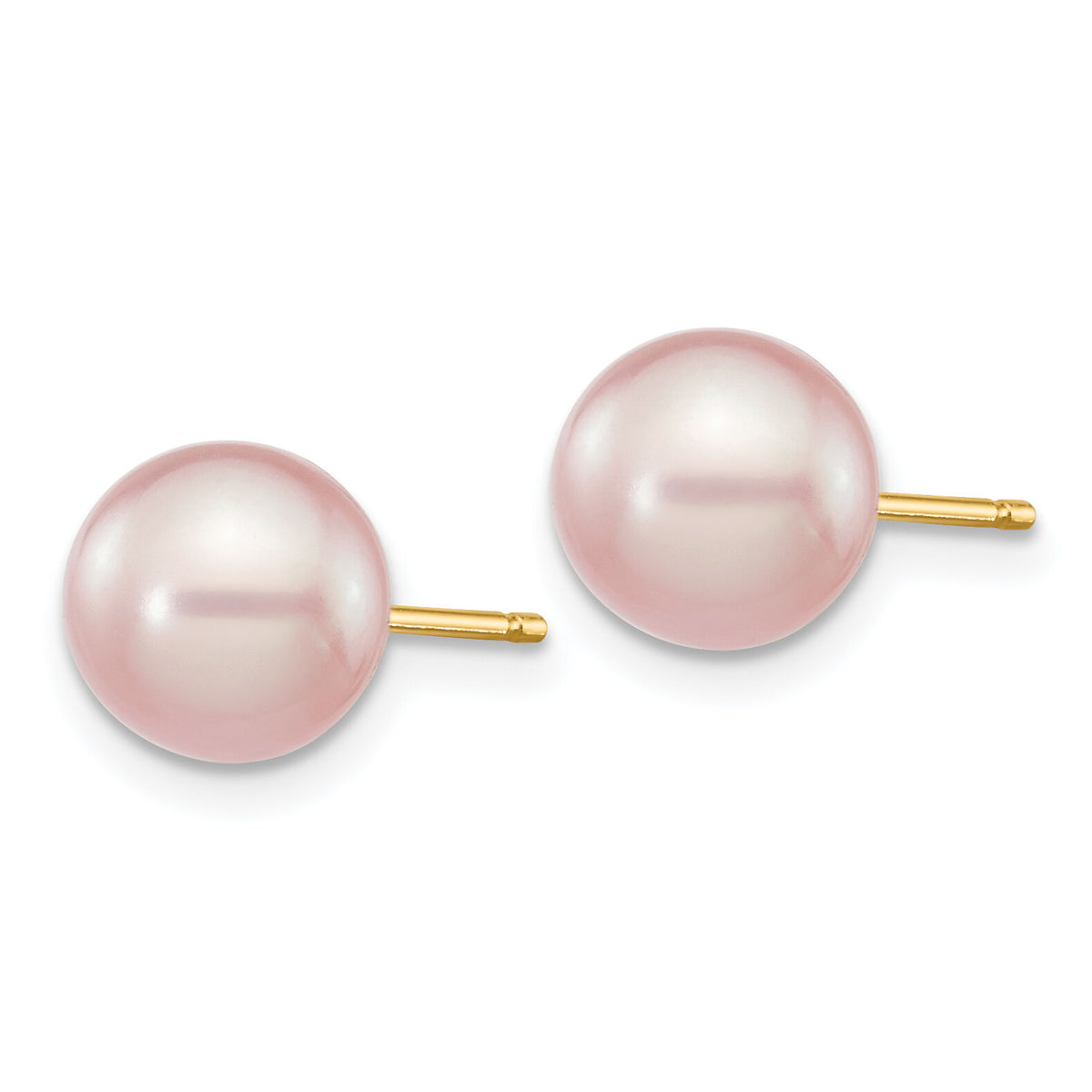 14k 7-8mm Purple Round Freshwater Cultured Pearl Stud Post Earrings-X70PPU