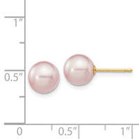 14k 7-8mm Purple Round Freshwater Cultured Pearl Stud Post Earrings-X70PPU