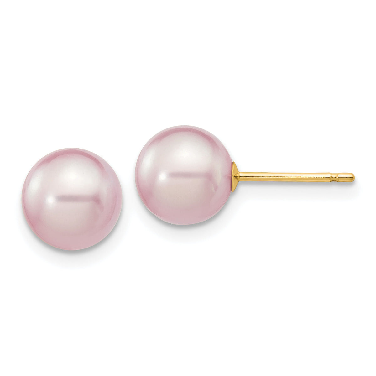 14k 7-8mm Purple Round Freshwater Cultured Pearl Stud Post Earrings-X70PPU