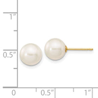 14k 7-8mm White Round Freshwater Cultured Pearl Stud Post Earrings-X70PW
