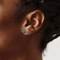 14k 8-9mm Black Button FW Cultured Pearl Stud Post Earrings-X80BB