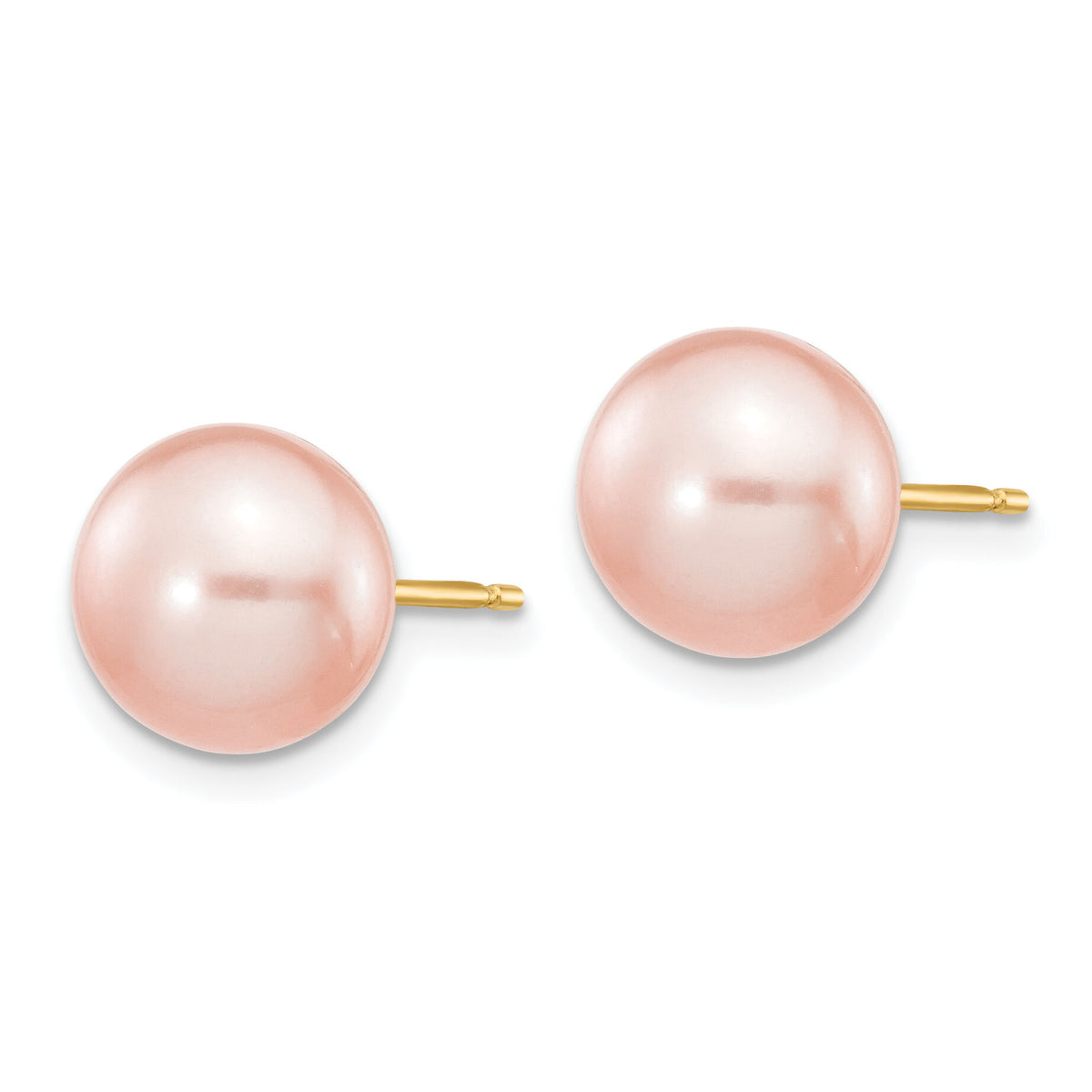 14k 8-9mm Pink Button FW Cultured Pearl Stud Post Earrings-X80BPI