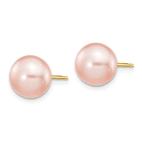 14k 8-9mm Pink Button FW Cultured Pearl Stud Post Earrings-X80BPI