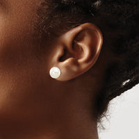 14k 8-9mm White Button Freshwater Cultured Pearl Stud Post Earrings-X80BW