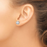 14k 8-9mm Grey Round Freshwater Cultured Pearl Stud Post Earrings-X80PG