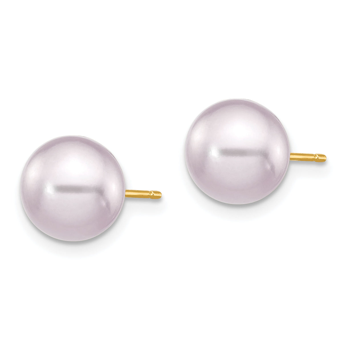 14k 8-9mm Purple Round Freshwater Cultured Pearl Stud Post Earrings-X80PPU