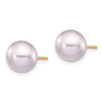 14k 8-9mm Purple Round Freshwater Cultured Pearl Stud Post Earrings-X80PPU