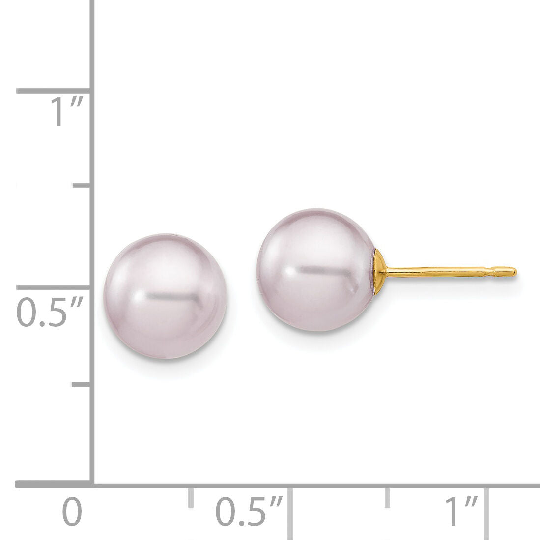 14k 8-9mm Purple Round Freshwater Cultured Pearl Stud Post Earrings-X80PPU