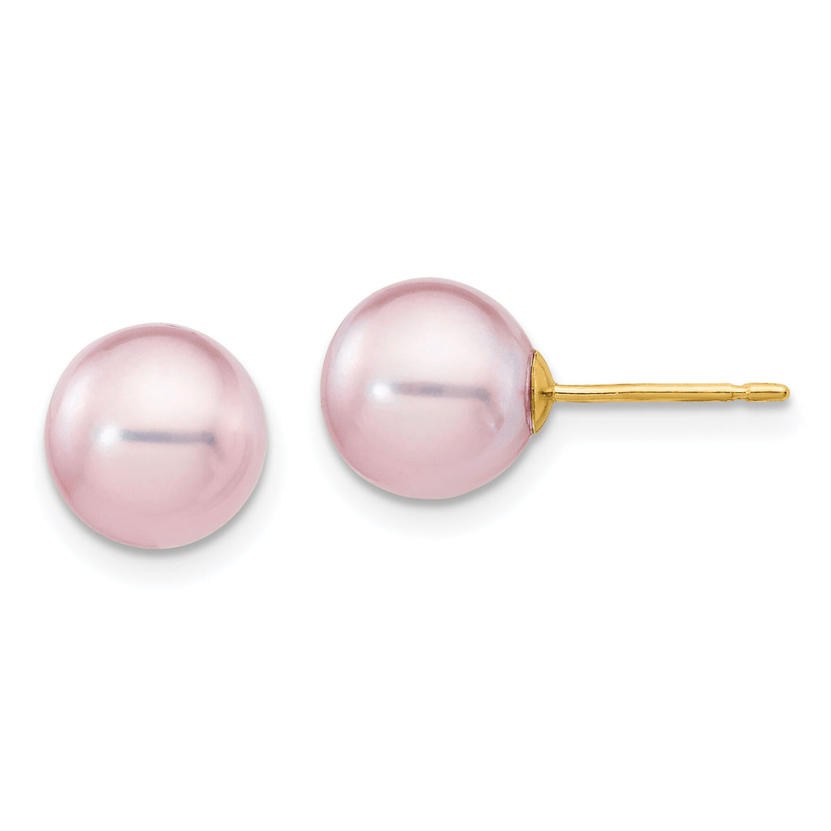 14k 8-9mm Purple Round Freshwater Cultured Pearl Stud Post Earrings-X80PPU