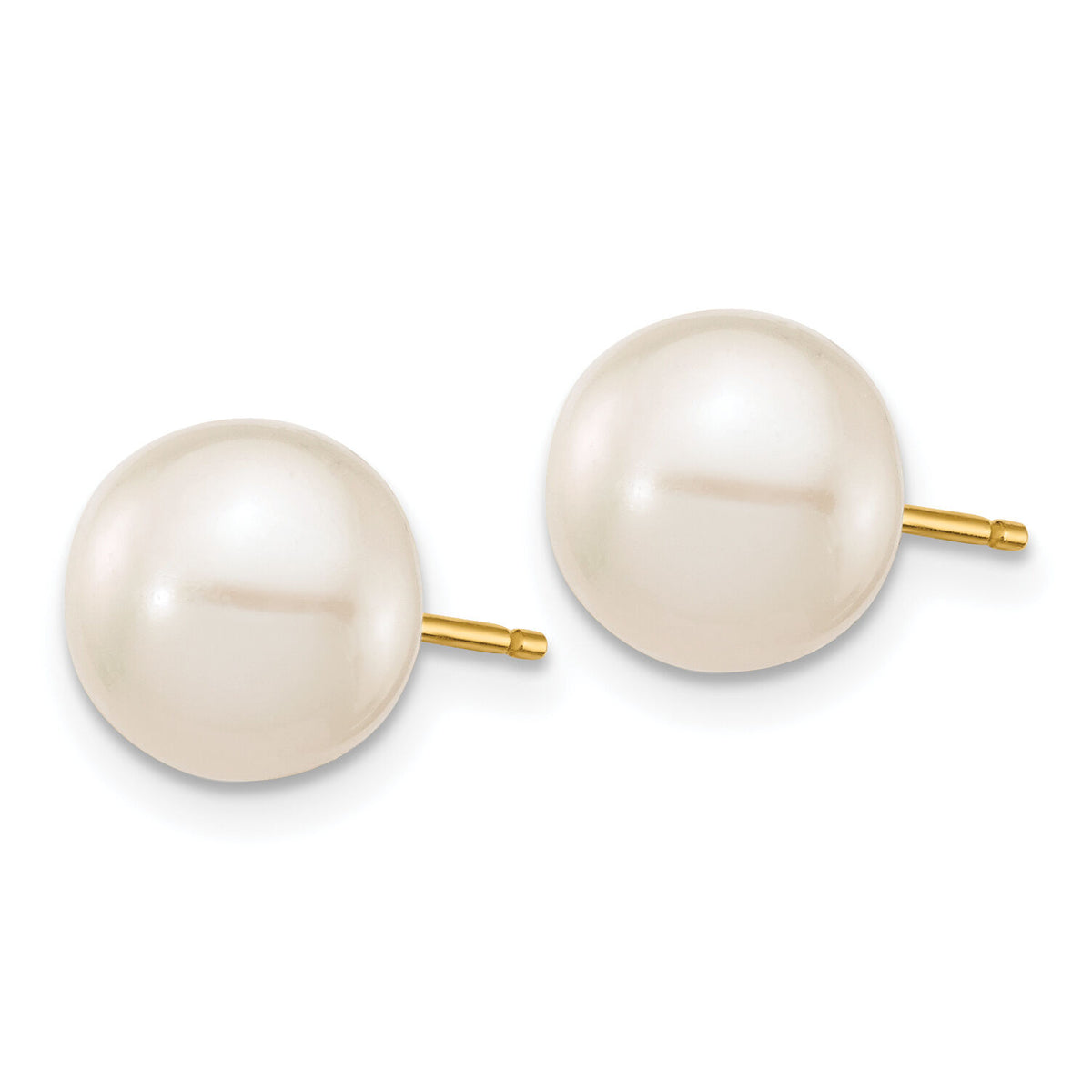 14k 8-9mm White Round Freshwater Cultured Pearl Stud Post Earrings-X80PW