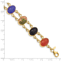 14k 7 Stone Scarab 7 inch Bracelet-X9