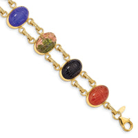 14k 7 Stone Scarab 7 inch Bracelet-X9