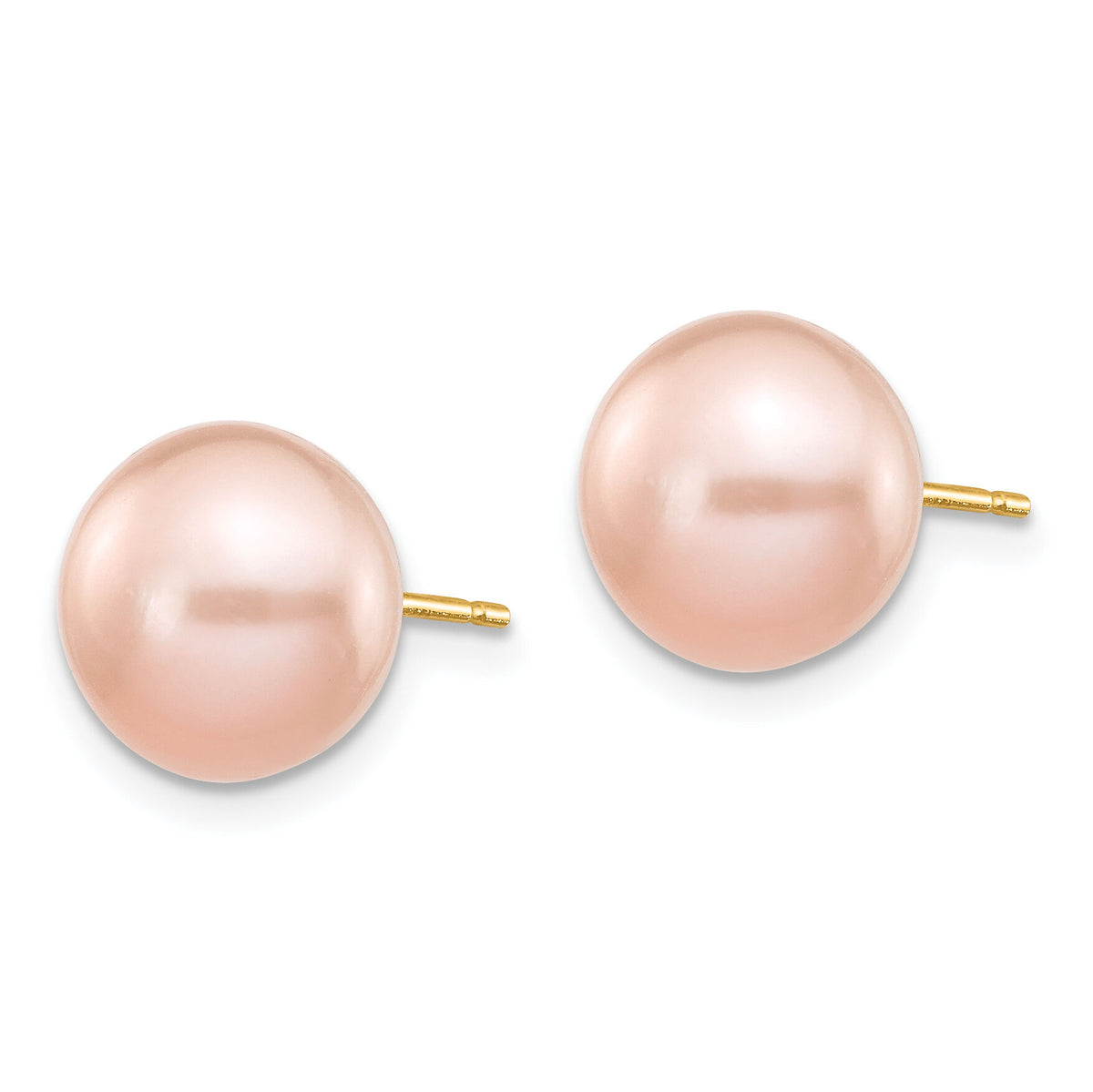 14k 9-10mm Pink Button FW Cultured Pearl Stud Post Earrings-X90BPI