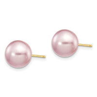 14k 9-10mm Purple Button Freshwater Cultured Pearl Stud Post Earrings-X90BPU