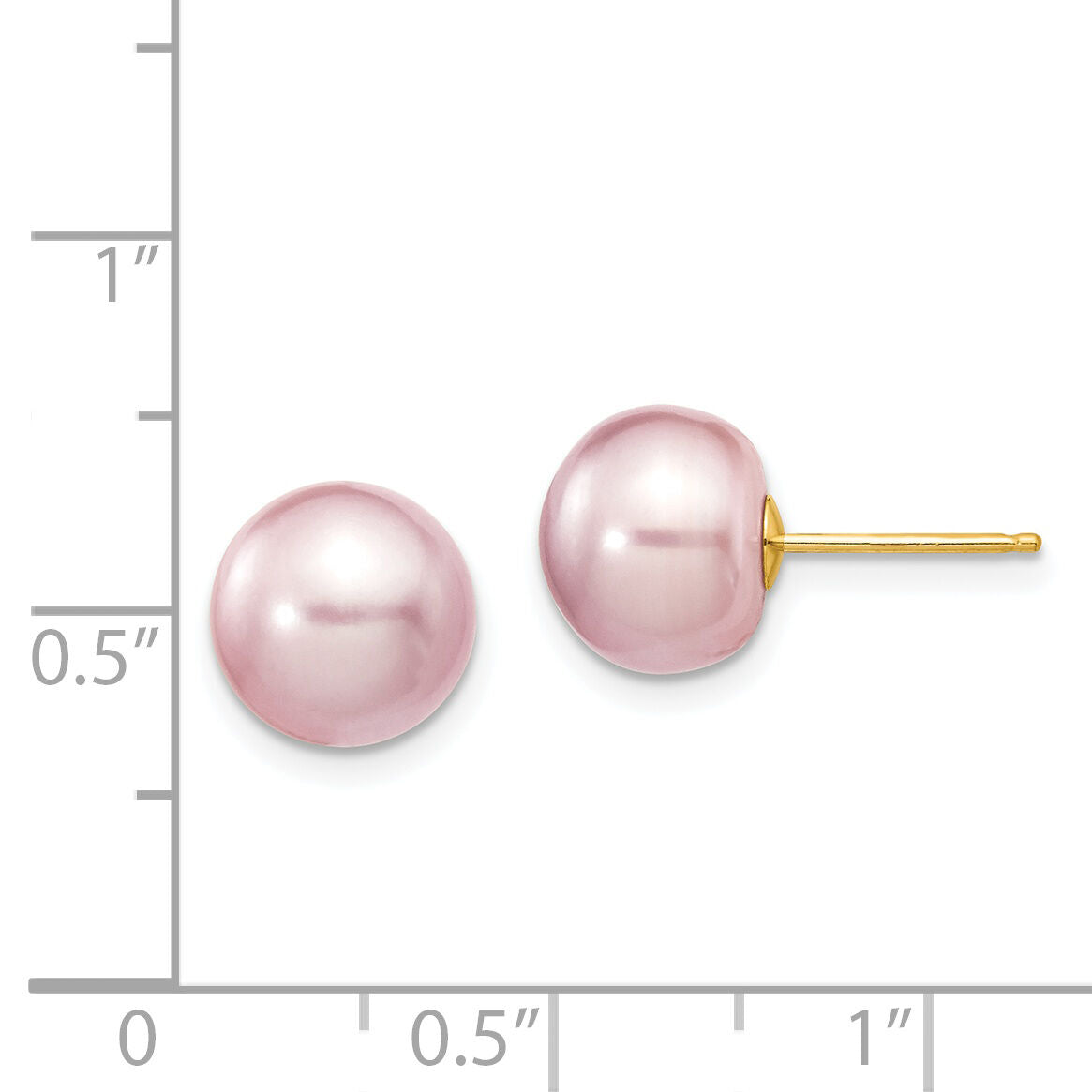 14k 9-10mm Purple Button Freshwater Cultured Pearl Stud Post Earrings-X90BPU