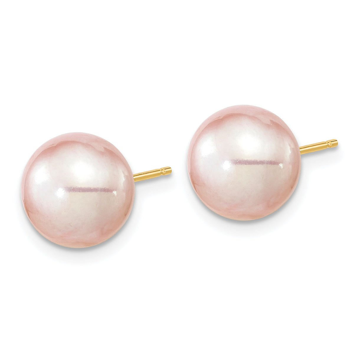 14K 9-10mm Round Purple FWC Pearl Earrings-X90PPU