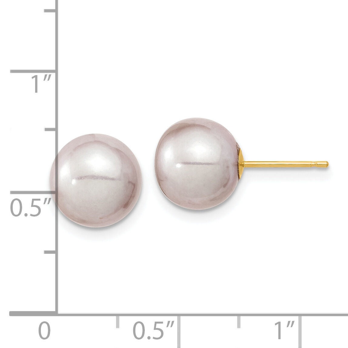 14K 9-10mm Round Purple FWC Pearl Earrings-X90PPU