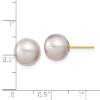 14K 9-10mm Round Purple FWC Pearl Earrings-X90PPU
