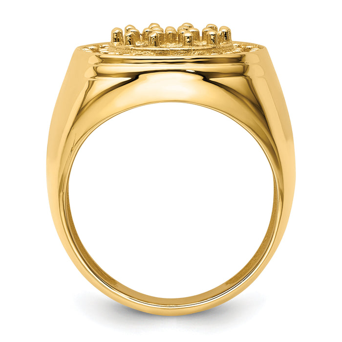 14k Polished Circular Top 3ct Mens Diamond Ring Mounting-X9426