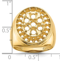 14k Polished Circular Top 3ct Mens Diamond Ring Mounting-X9426