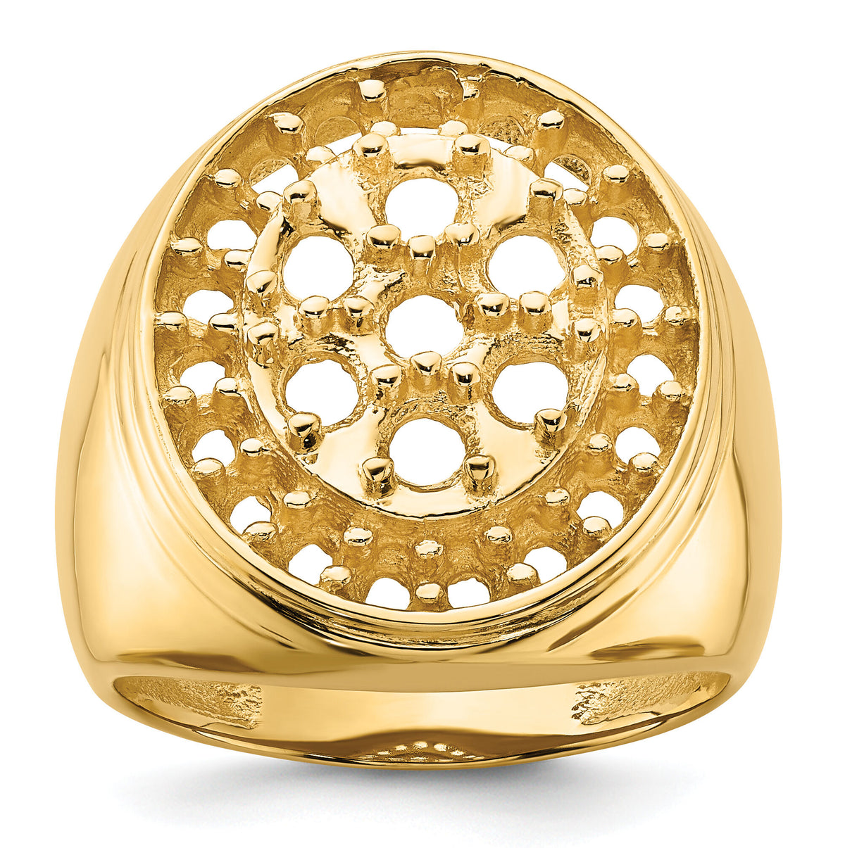 14k Polished Circular Top 3ct Mens Diamond Ring Mounting-X9426