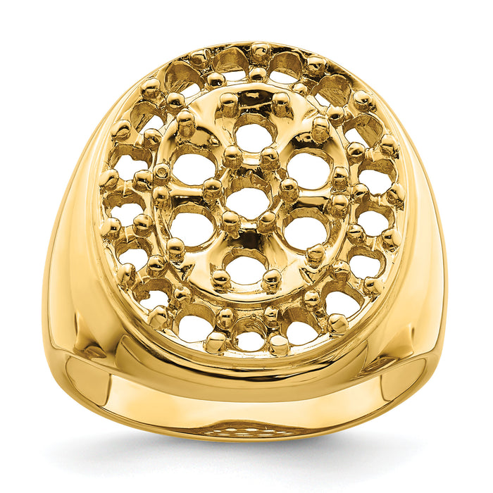14k Fancy Polished Circular To Mens Diamond Ring Mounting-X9427