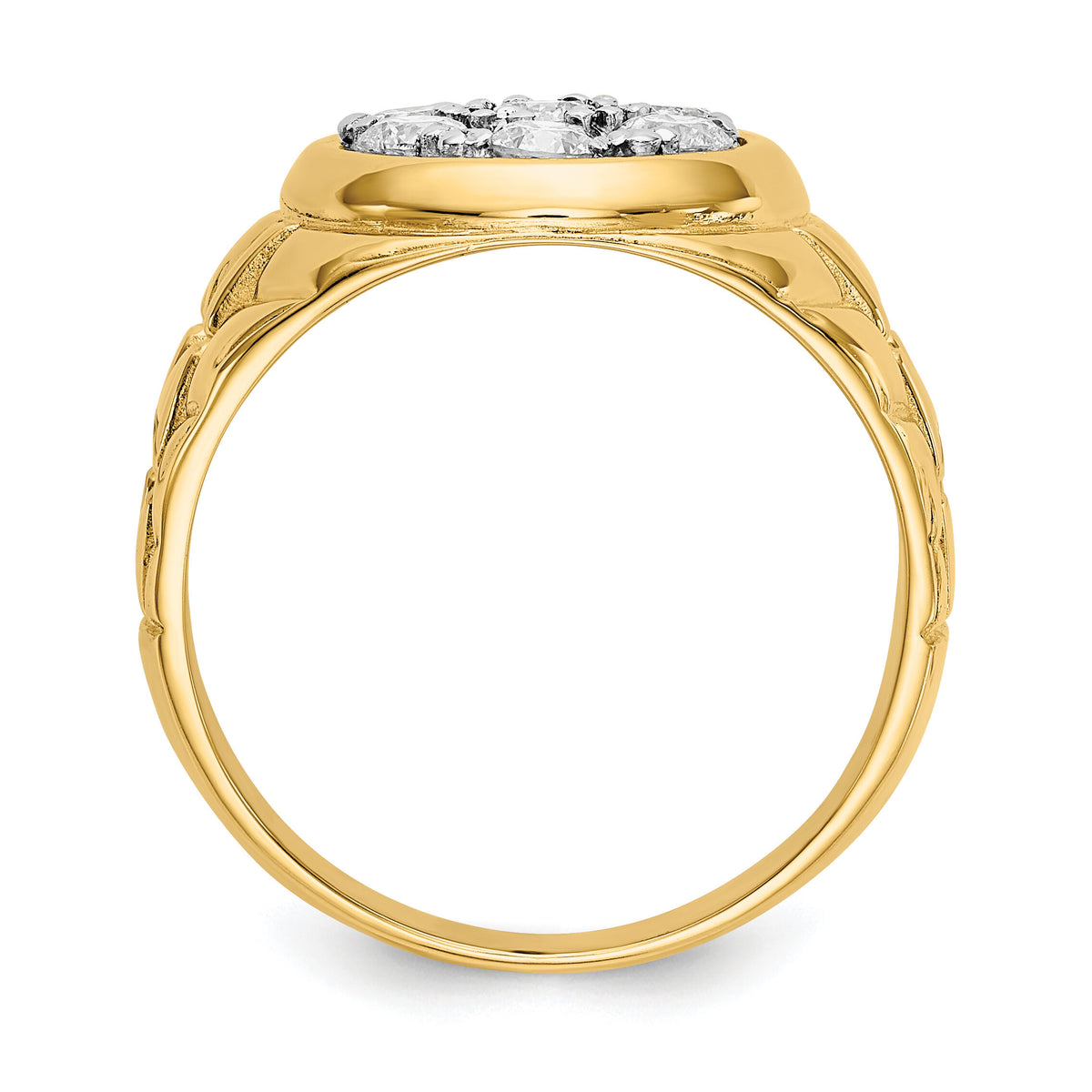 14k Fancy Ridged-Sides Men's Ring Mounting-X9444