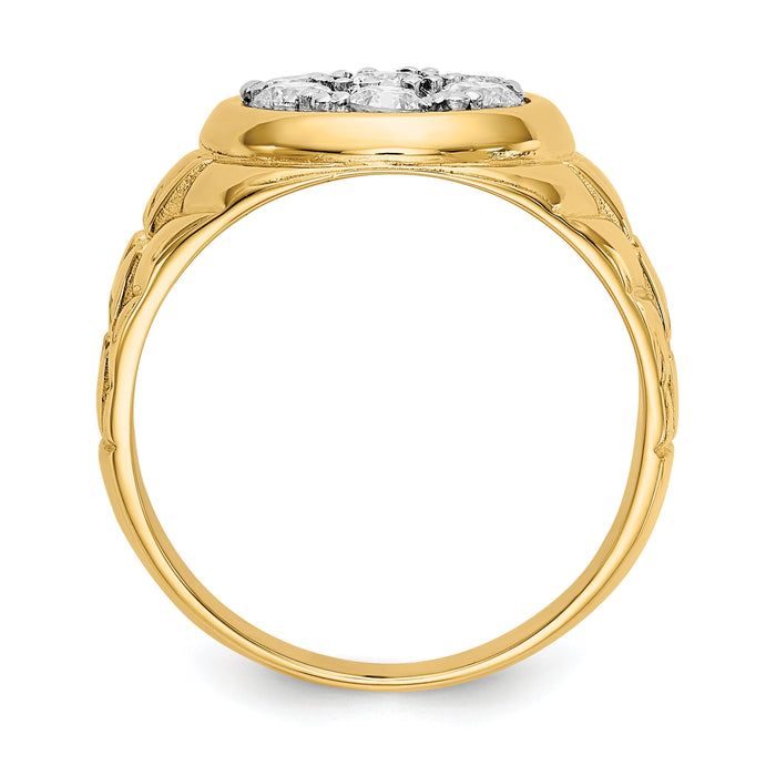 14k Fancy Ridged-Sides Men's Ring Mounting-X9444