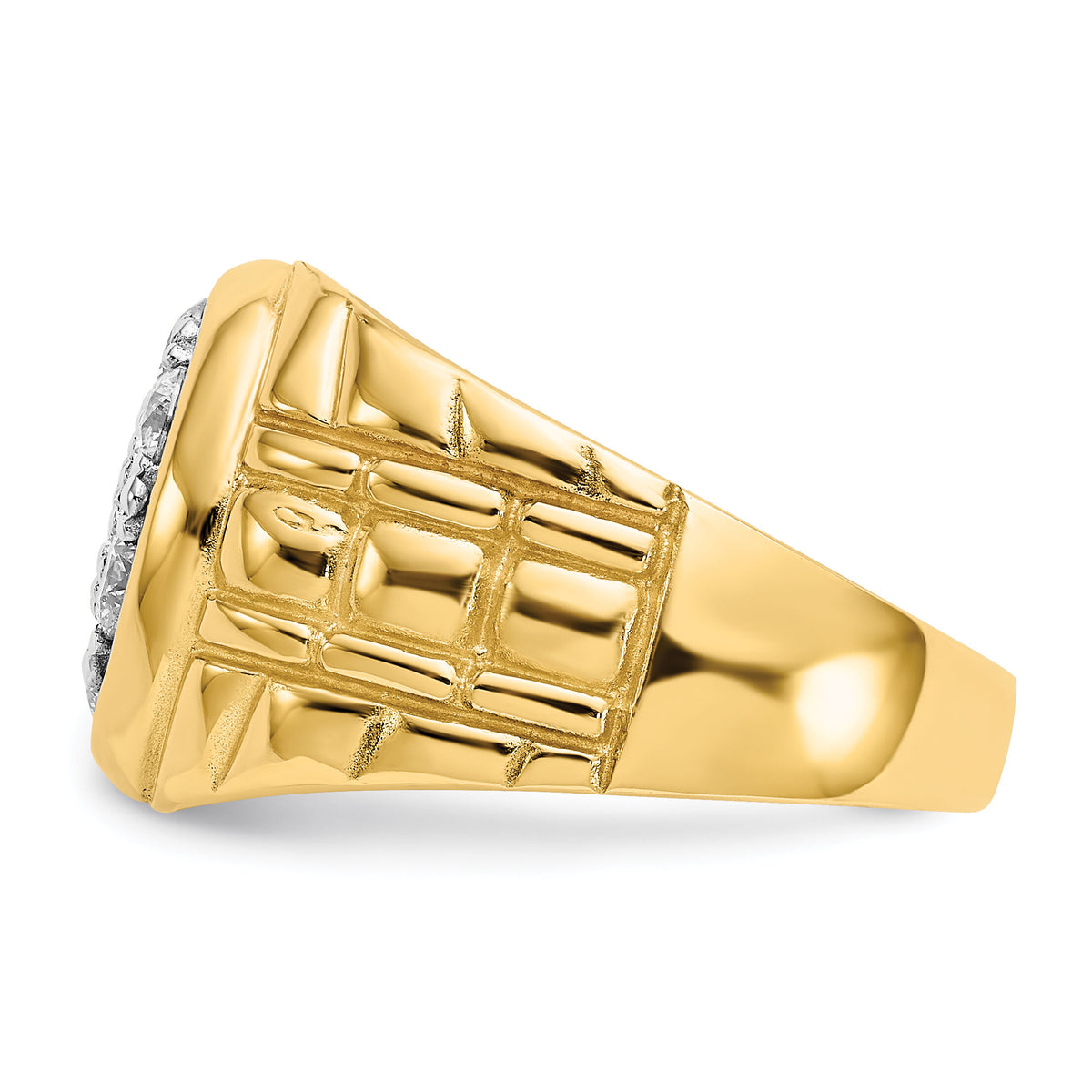 14k Fancy Ridged-Sides Men's Ring Mounting-X9444