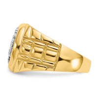 14k Fancy Ridged-Sides Men's Ring Mounting-X9444