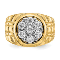 14k Fancy Ridged-Sides Men's Ring Mounting-X9444