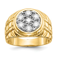 14k Fancy Ridged-Sides Men's Ring Mounting-X9444