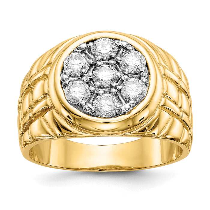14k Fancy Ridged-Sides Men's Ring Mounting-X9444
