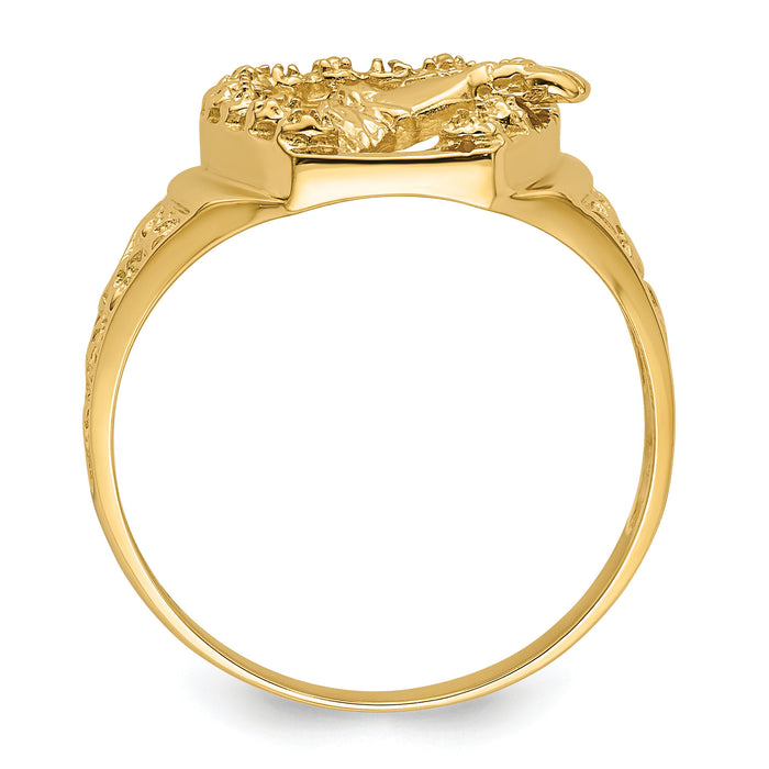 14k Diamond Horseshoe with Horse in Center Mens Ring Mounting-X9463