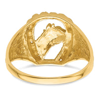 14k Diamond Horseshoe with Horse in Center Mens Ring Mounting-X9463