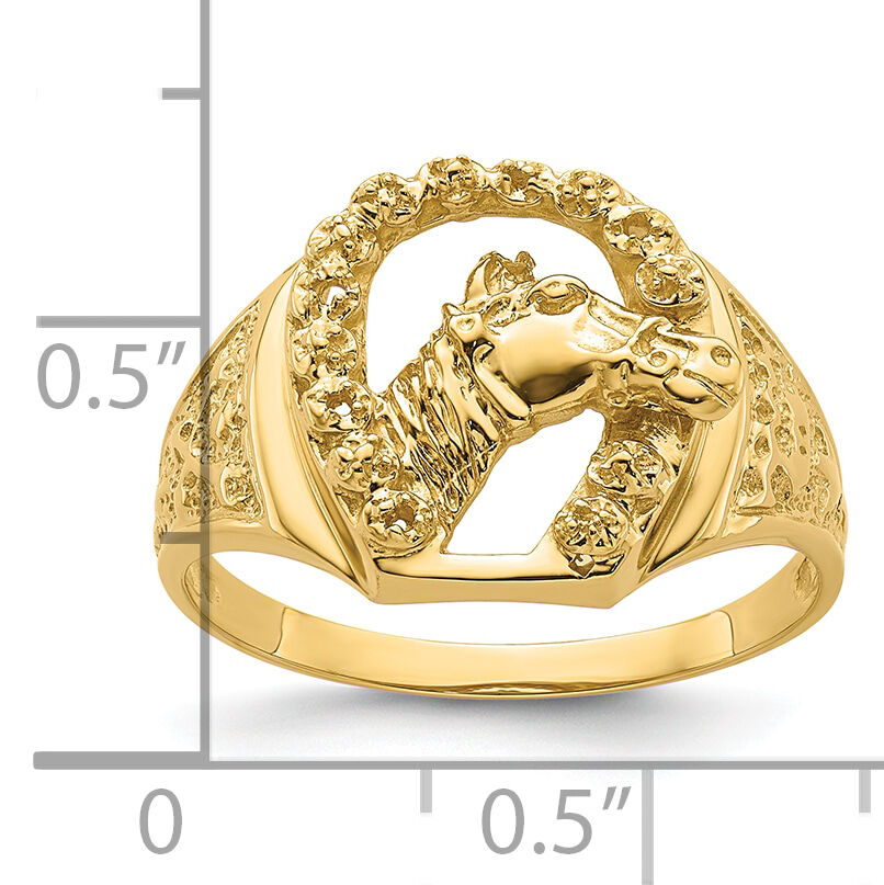 14k Diamond Horseshoe with Horse in Center Mens Ring Mounting-X9463