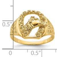 14k Diamond Horseshoe with Horse in Center Mens Ring Mounting-X9463