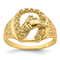 14k Diamond Horseshoe with Horse in Center Mens Ring Mounting-X9463
