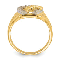 14k Two-Tone Mens Horseshoe with Horse in Center Ring Mounting-X9464