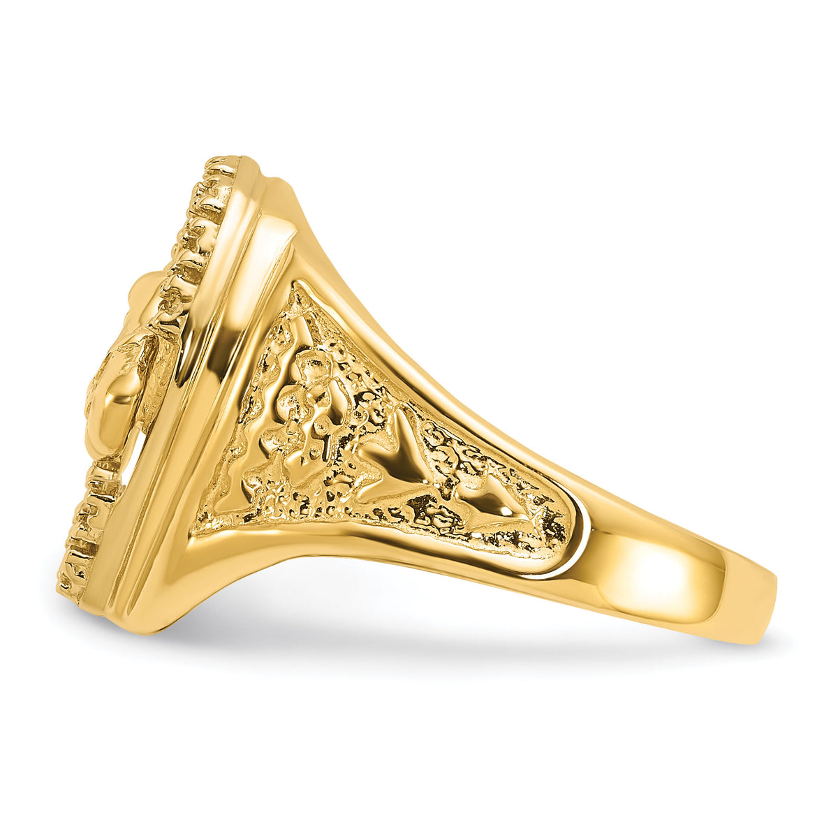14k Two-Tone Mens Horseshoe with Horse in Center Ring Mounting-X9464