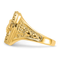 14k Two-Tone Mens Horseshoe with Horse in Center Ring Mounting-X9464
