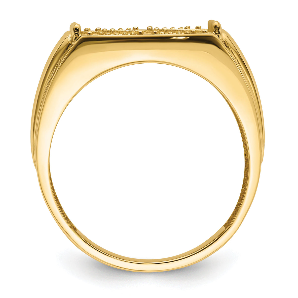 14k Ridged-Sides Mens Diamond and Onyx Ring Mounting-X9471