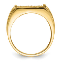 14k Ridged-Sides Mens Diamond and Onyx Ring Mounting-X9471
