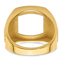 14k Ridged-Sides Mens Diamond and Onyx Ring Mounting-X9471