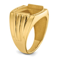 14k Ridged-Sides Mens Diamond and Onyx Ring Mounting-X9471