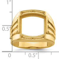 14k Ridged-Sides Mens Diamond and Onyx Ring Mounting-X9471