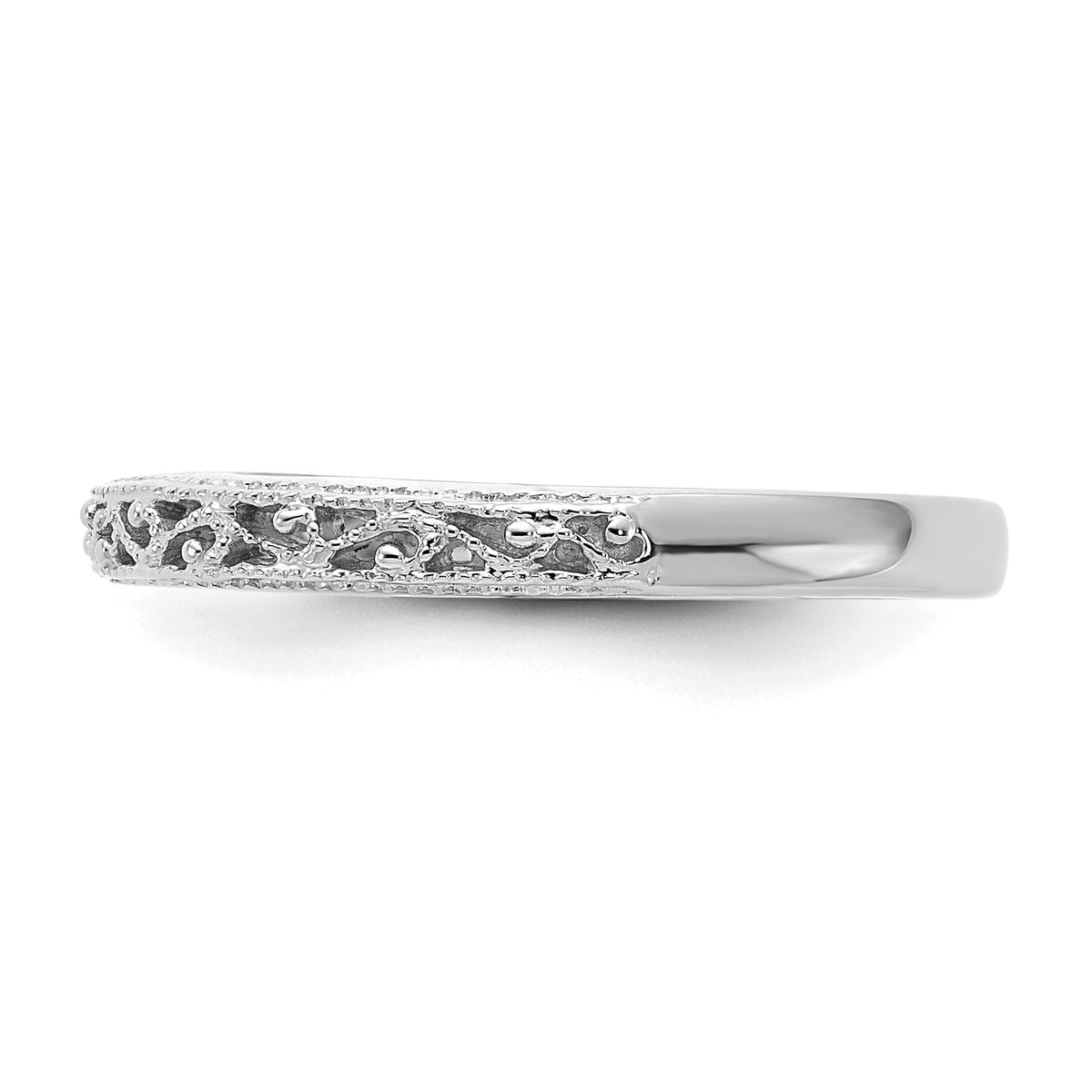 14k White Gold Filigree Band-X9489