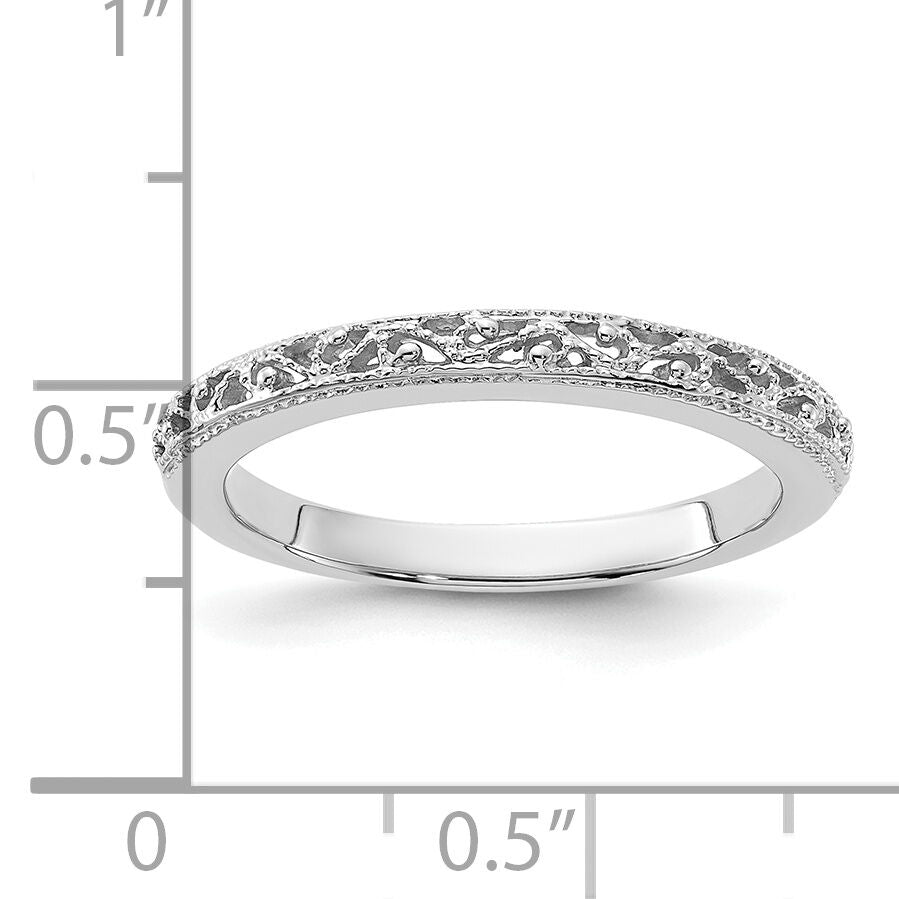 14k White Gold Filigree Band-X9489