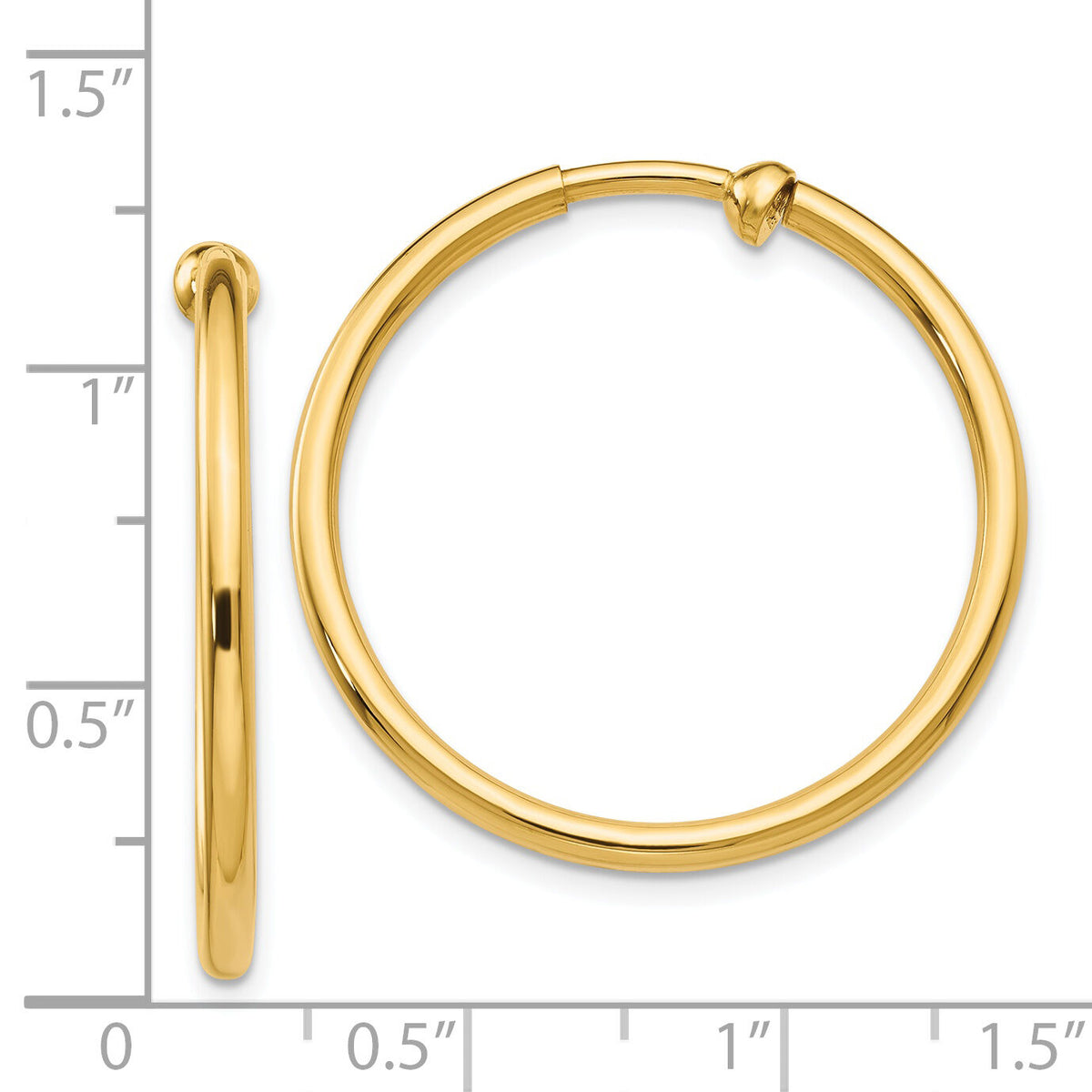 14K Non-Pierced Hoop Earrings-X95