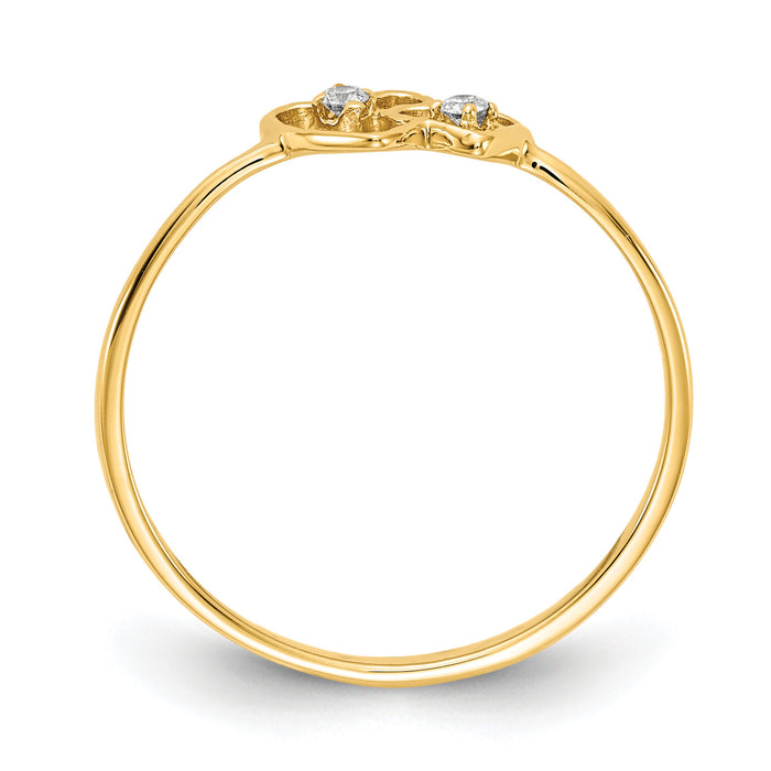 14k Polished AA Diamond heart ring-X9552AA